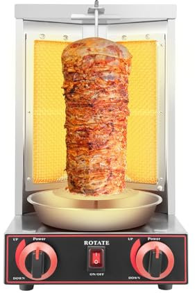Asador De Carne Comercial Parrilla EléCtrica Vertical para Kebab,Horno De Barbacoa Vertical con Interruptor Ajuste Temperatura,3000w/220v,para Familias, Barbacoas, Restaurantes
