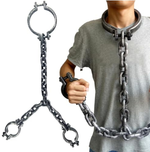 OIXYEY 1 Pieza Accesorios Para Esposas Falsas De Halloween, Accesorios Para Prisioneros, Esposas Y Cadenas Para Prisiones, Para Fiestas De Cosplay, Halloween Y Disfraces (102 Cm*16,5 Cm, A)