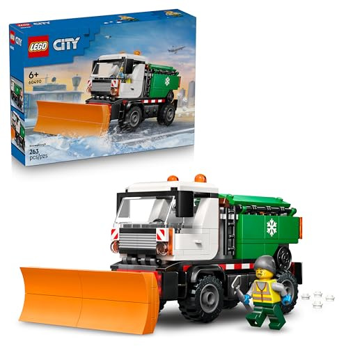 LEGO City Snowplough Truck Toy - Model Kit w/a Minifigure, Tools & Gritter Function - Birthday Gift Idea for 6+ Year Old Boys & Engineering Fans - 60490