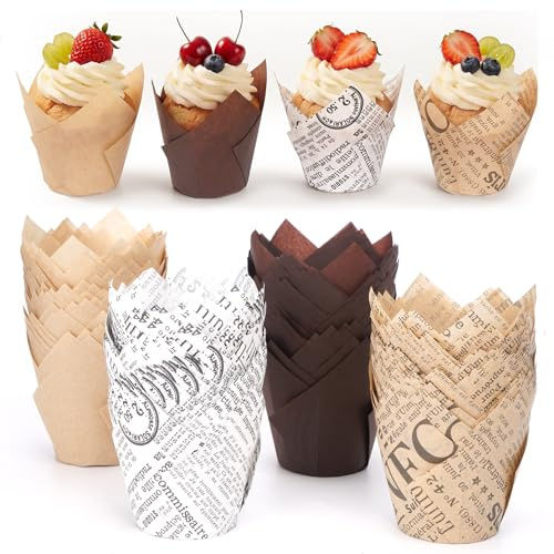 200 st papper muffinsformar, tulpanform cupcake formar
