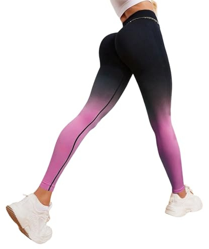 Munweiyu Leggings de colores degradados para mujer, leggings deportivos push up, pantalones de yoga, cintura alta, leggings de compresión, anticelulitis, leggings para correr, gimnasio, fitness, yoga