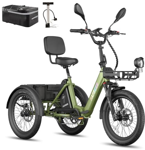 Fafrees F20 Mate E Bike trehjuling för seniorer vuxna 25 Ah 48 V [Officiell] män E-cykel kvinnor, elcykel 3 hjul 65 N.m, elektrisk trehjuling 20 tum, Ebike lastcykel cykel 180 kg pedal