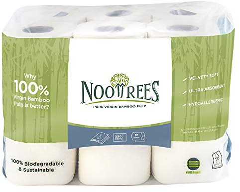 NooTrees 100% Bamboo ecoluxe Virgin Pulp Toilet Paper 3 Layers Multi-Toothed – 12