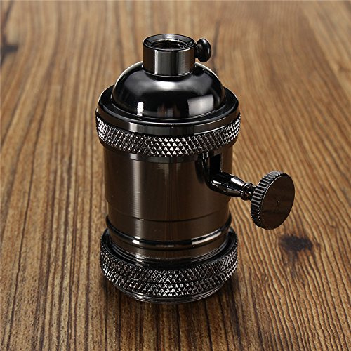 MASUNN E26/E27 Retro Vintage Edison Lampadina Industriale Portalampada con Interruttore-Nero