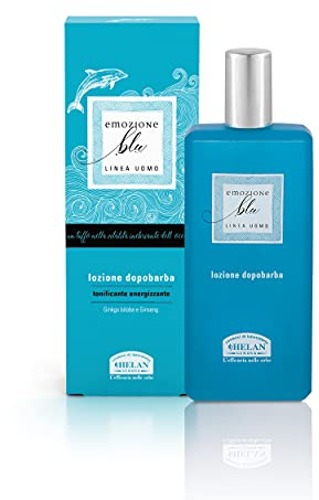 Helan, Emozione Blu, Dopobarba Uomo Tonificante Energizzante, Delicato sulla Pelle del Viso - Balsamo Barba Lenitivo Contro Irritazioni, con Estratti di Ginkgo Biloba e Ginseng, 100 ml - Made in Italy