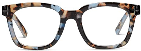 Peepers by PeeperSpecs Women's to The Max Square Light Blocking Reading Glasses, Blue Quartz, 49 + 1.5