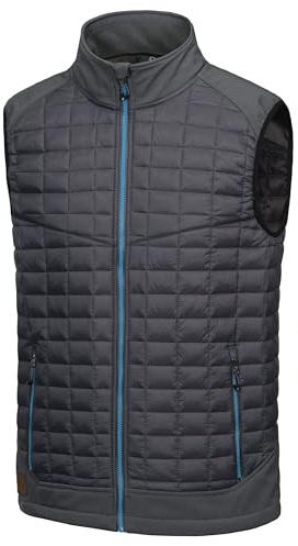 Little Donkey Andy Men’s Lightweight Puffer Vest, Warm Outdoor Sleeveless Jacket for Hiking Travel Running Grey S