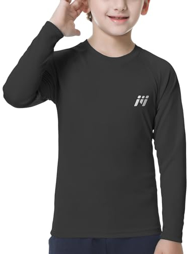 MEETWEE Ragazzi Rash Guard - Maglietta Nuoto Manica Lunga UV Protezione, UPF50+ Costume da Bagno per Bambini per Surf Beach Pool