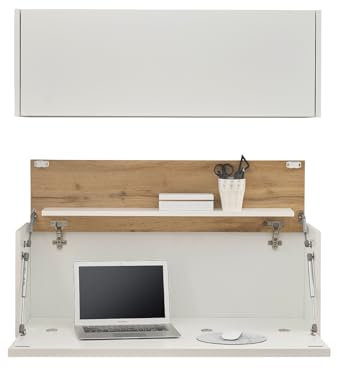 Furn.Design Büromöbel Set in weiß und Eiche Wotan mit Sekretär und Büroschrank modern für Homeoffice und Büro Hängeschrank Büroeinrichtung Kombination Center (Set 1)