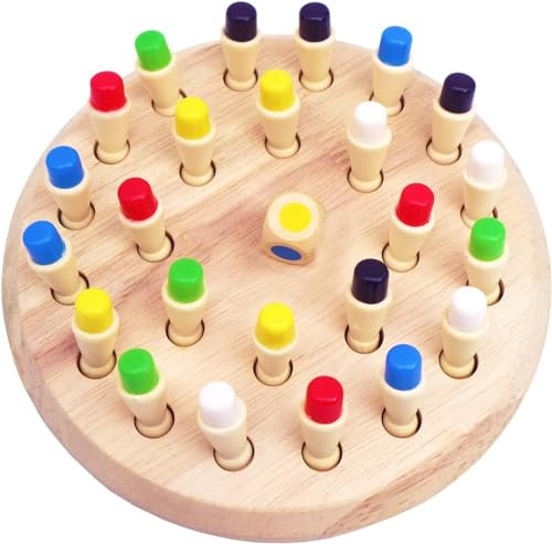 WOIRROIP Wooden Memory Chess,Montessori Spielzeug ab 3 Jahre,Memory Schach Holz Kinder Verbessert das Gedächtnis und die Farbwahrnehmung,Gedächtnisspiele Geschenke ab 3 4 5 6Jahre