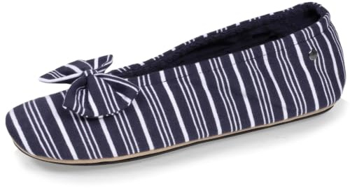 Isotoner Chaussons pantoufles Ballerines femme grand nœud et semelle gomme