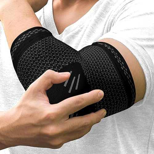 Elbow Support for Men & Women - Compression Sleeve for Tendonitis, Arm Support, Arthritis, Injury - Tennis Elbow Support Strap, Golfers Elbow Support, Elbow Sleeves for Weightlifting (Black, XL)