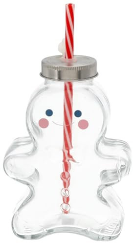 Novaliv Taza de vino caliente, 440 ml, personalizable con pajita, diseño de hombre de jengibre como vaso de vino caliente, bola de árbol de Navidad, taza de Navidad, calentador de manos, taza de