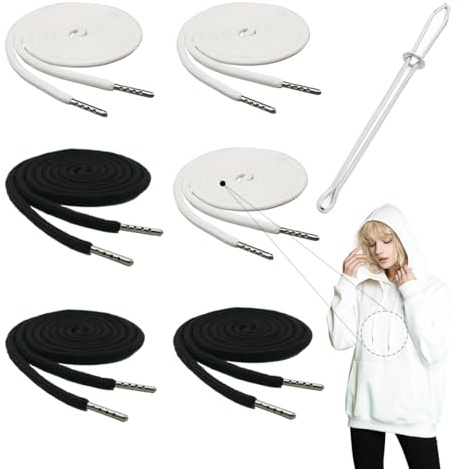 COYUN 6 pezzi Corda di Ricambio in Cotone,Cordoncini di Ricambio con Coulisse,Cordoncino per Pantaloni,Cotone con Cordoncino,Cordino di Ricambio per Felpa con Cappuccio(130cm)