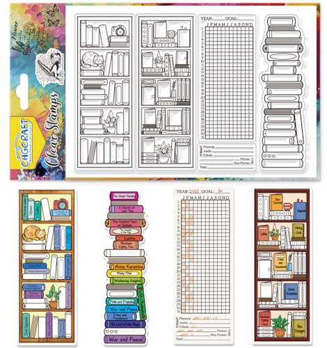 CHGCRAFT Sellos transparentes para libros, registros de lectura, sellos transparentes de silicona, sellos transparentes para bricolaje, álbumes de recortes, decoración de álbumes de fotos, 4.3 x 6.3