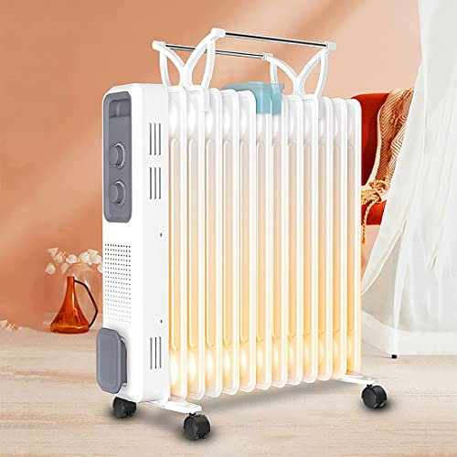 KHYTEBV Radiador de Aceite eléctrico, radiador de Ahorro de energía, Calentador eléctrico con termostato, 3 configuraciones de Calor, Calentadores eléctricos, radiador eléctrico móvil H