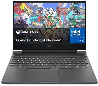 HP Victus 15-fa2003sl Notebook, Intel Core 5-210H, 16GB RAM, 512GB SSD, Display 15.6'' FHD IPS 144Hz, Wi-Fi, Nvidia RTX 5050 8GB, Windows 11, 3 mesi di Game Pass Inclusi, Grigio
