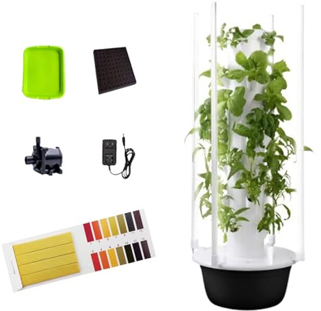 MhWrughts Tour d'aéroponie automatisée d'intérieur, Tour Verticale d'aéroponie automatisée avec éclairage LED, Kits de Culture aquaponique pour légumes-Feuilles, Melons et Fraises,5Layer-Black