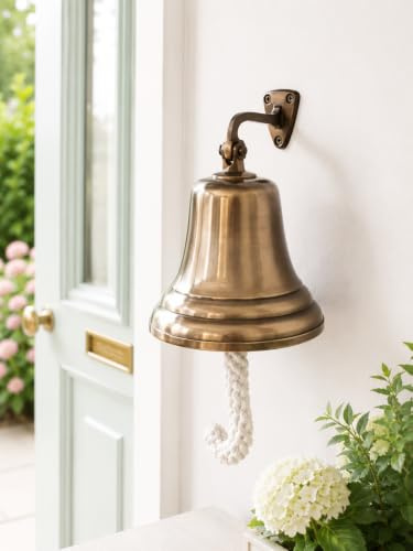 8 VINTAGE Brass Ship Bell Antique for School Dinner Pub & Reception with Rope Lanyard