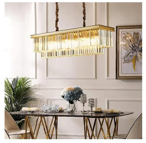 Lámpara de Techo de Cristal Estilo Retro Industrial Moderna, lámpara Colgante de Estilo Vintage, luminaria de suspensión para Sala de Estar y Comedor (Dorada, 60 cm de Largo).