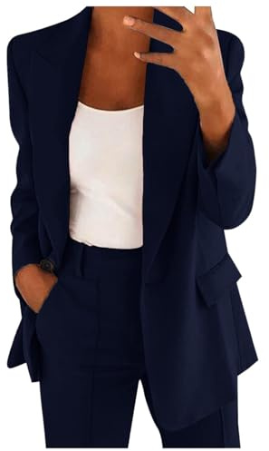 QIUhhpuy Tailleurs Femme Ensemble Pantalon 2 PièCes Col Revers Chic Et Elegant Couleur Unie Blazer Veste Formel Bureau Travail Pantalon Costumes Slim Fit Manteau Ensemble Veste Manteau
