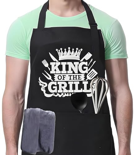 aieieii BBQ Aprons for Men, Adjustable Mens Aprons for Cooking Funny Chef Aprons for Men, Masterchef Apron with Pockets Suitable for Giving to Sons Husbands Fathers Uncles