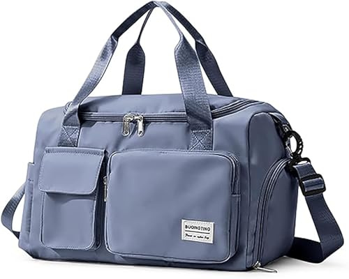 Duffel Bag, Foldable Overnight Weekend Bags for Women, Lightweight Hospital Bag with Wet and Dry Separation Bag, Large Holdall/Cabin/Gym Bag for Sports and Travel