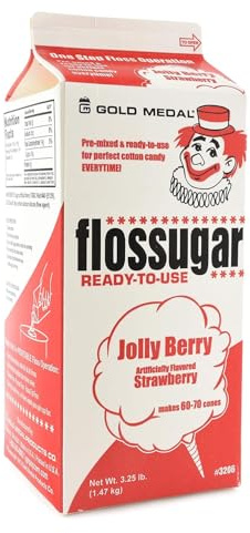Flossugar Jolly Berry Artificially Flavored Strawberry Cotton Candy Sugar, Pre-Mixed & Ready to Use, Makes 60–70 Cones, 3.25 lb