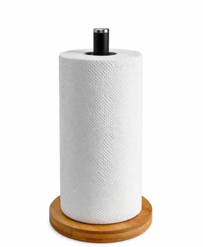 Nakloe - Porta Rotolo di Carta da Cucina - Supporto per Rotolo di Carta da Cucina - Porta Rotolo Cucina - con Base in Bambù e Stile Moderno
