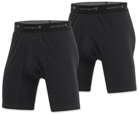 Carhartt Men's Cotton Blend 8 Boxer Brief 2 Pack, Black, 3X-Large