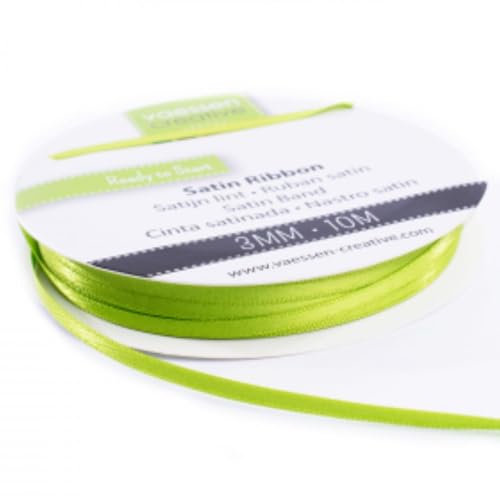 Vaessen Creative 301002-0018 Satinband Apfelgrün, 3 mm x 10 Meter, Schleifenband, Dekoband, Geschenkband und Stoffband für Hochzeit, Taufe und Geburtstagsgeschenke, 3MM