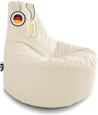 Patchhome Sillón gamer en 2 tamaños diferentes y 25 XXL – 80 cm de diámetro, 30 cm de altura del asiento, 90 cm de altura, color crema