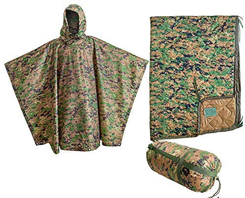 USGI Industries Poncho im Militärstil, vielseitig verwendbar, Ripstop, Camouflage-Regenponcho, 2-Pack Marpat Gear, Einheitsgröße