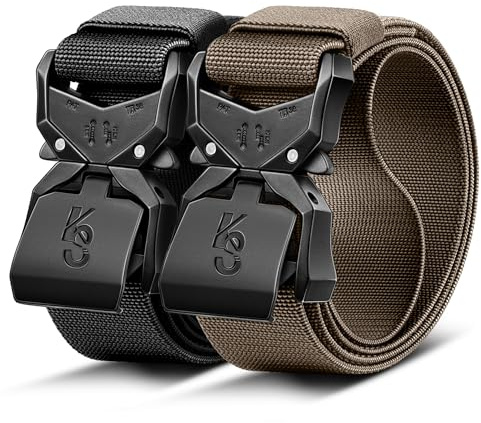 KEMISANT Cinturón Táctico 2 Piezas, Cinturón Hombre Militar Trabajo Cinturón 38MM,Hebilla Metal Liberación Rápida