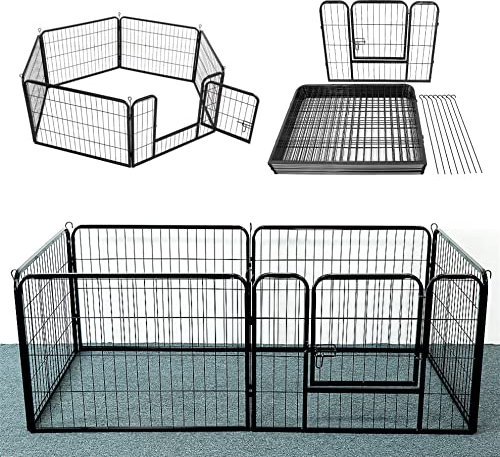 Shishi - Parque para cachorros plegable, barreras protectoras 6 paneles kit, valla metálica con puerta, barrera de seguridad de metal, recinto con puerta para interior y exterior (480×60 cm)