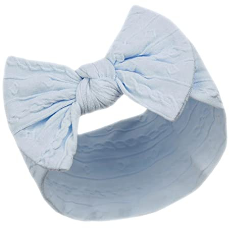 Baby Girls Headband Cable Bow Perforated Hairband Soft Touch Spanish Style Blue Newborn - 12 Months