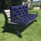 LiveGo Garden Bench Cushion 2/3/4 Seater Soft Outdoor Waterproof Patio Lounger Bench Swing Hammock Pad with Backrest (150 * 100 * 10CM, Navy Blue)