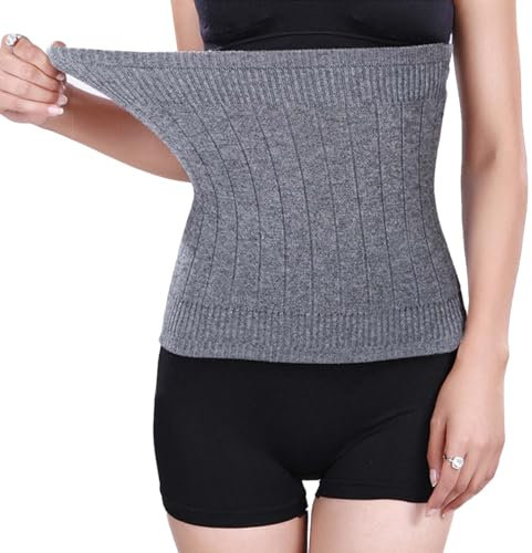 DEARBAG Cinturón Lumbar Mujeres Invierno Cinturón de Cachemira de Punto Anti-frío Cálido Cinturón Elástico Calentamiento Mantener el calor en la Espalda Riñones Soporte para el Vientre (Gris)