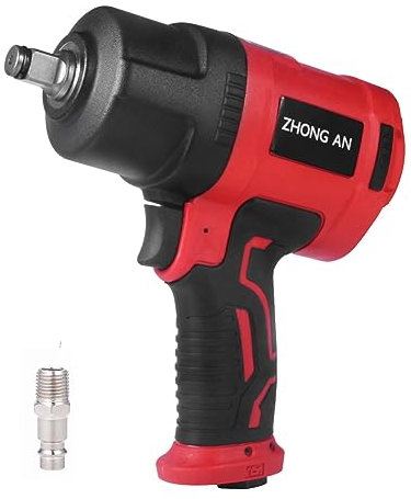 ZHONG AN Hochleistungs Schlagschrauber Druckluft, Max. Lösemoment 1560 Nm, Vierkant 12,5 mm (1/2 Zoll), vibrationsarm - Druckluftschlagschrauber zum Anziehen und Lösen von Schrauben