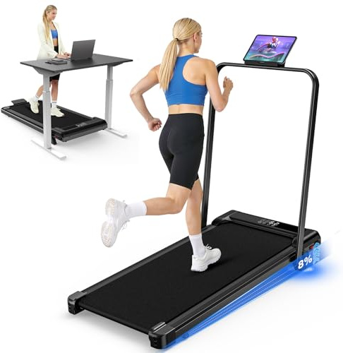 Tapis Roulant électrique Pliant 2 en 1,Walking Pad 10 km/h,3.0HP,Tapis de Course Extra Large 43cm,avec télécommande et écran LCD Cadre renforcé et Poids Maximum de 245 LB for Home Office (Obscur)