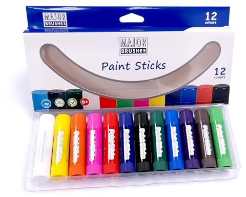 Major Brushes Paint Sticks for Children in Assorted Colours - Set of 12