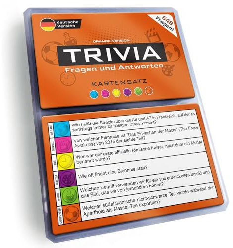 Trivia Kartensatz, Fragen und Antworten, Erweiterungsset, Gesellschaftsspiele, Quiz, Pubquiz (Orange Version) [Deutsche Ausgabe]
