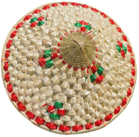 Bamboo chapeau de riz chapeau bambou naturel conique frais traditionnel 14,2 à dia..Chapeau vietnamien pour les enfants samurai japonais chinois Chatte Rice Farmer pour la danse accessoire, décoratio