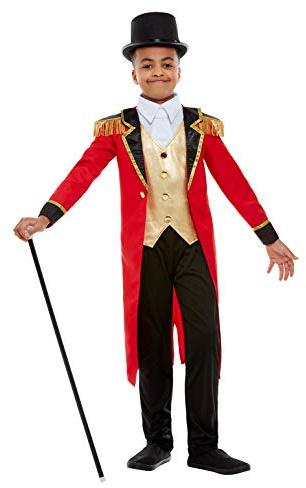 Smiffys Ringmaster Showman Costume – Kids Circus Leader, Ringleader & Fairground Entertainer Fancy Dress – Tailcoat, Waistcoat & Trousers – Childs Costume for World Book Day, Small (4-6 Years)