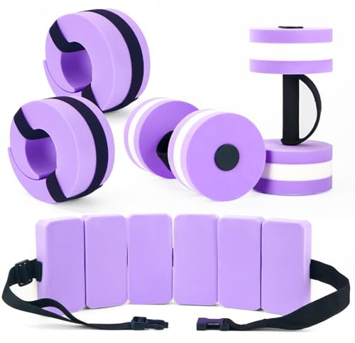 HOMNUTS Wasserhanteln für Wasserübungen, Kombi-Set, hochdichtes Wassergewicht, Schwimmgürtel, Schwimmmanschetten für Schwimmen, Fitness, Training, Wasserübungen