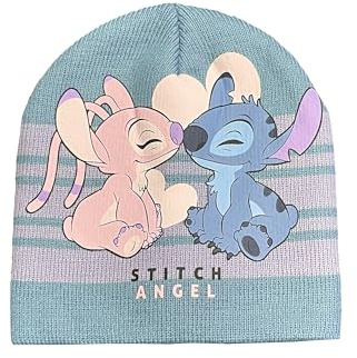 Disney Stitch und Angel Mütze Kinder | Größe 52 und 54 Geschenke für Mädchen | Winter-Mütze | Beanie | Haube Kinder | Strickmütze (DE/NL/SE/PL, Numerisch, 54, Blau)