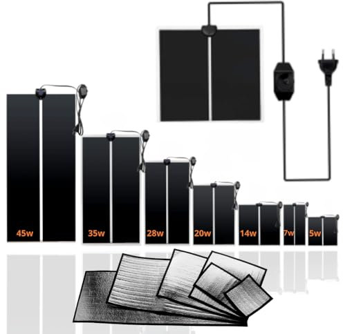 ReptilHábitat – Heizmatte für Reptilien 5W 15x14cm – Mit reflektierender Matte – Wärmematte mit Einstellbarer Temperatur, Gewächshausheizung für Schlangen, Schildkröten – Wärme