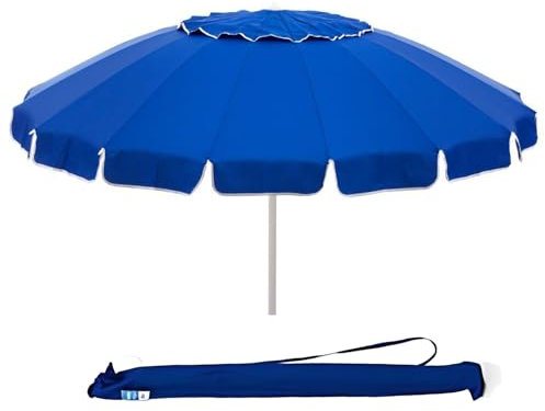 Marvin Ombrellone da Spiaggia Sunbeach Antivento Inclinabile con Borsa Portatile Mare Giardino 220cm e Palo in Alluminio (Blu)