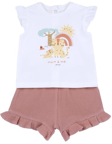 Chicco Bebé-Niñas Conjunto con Camiseta y Pantalones Cortos de suave tejido adornado con un bonito cuello 261