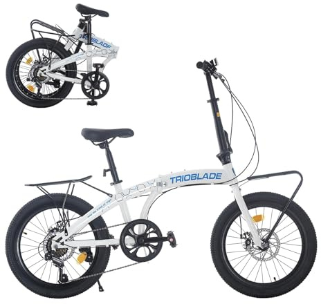 LSLIFE 20 Inch Folding Bike for Adult, 7-Speed Folding Bicycle for Women Men Teens Lightweight Foldable Bike Easy Folding City Bicycle (With Carrier, White)
